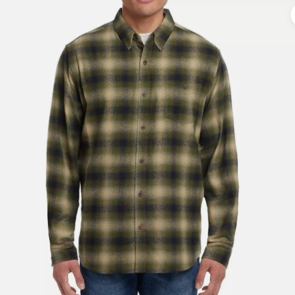 Weatherproof Men's Green and Black Plaid Shirt 2XL